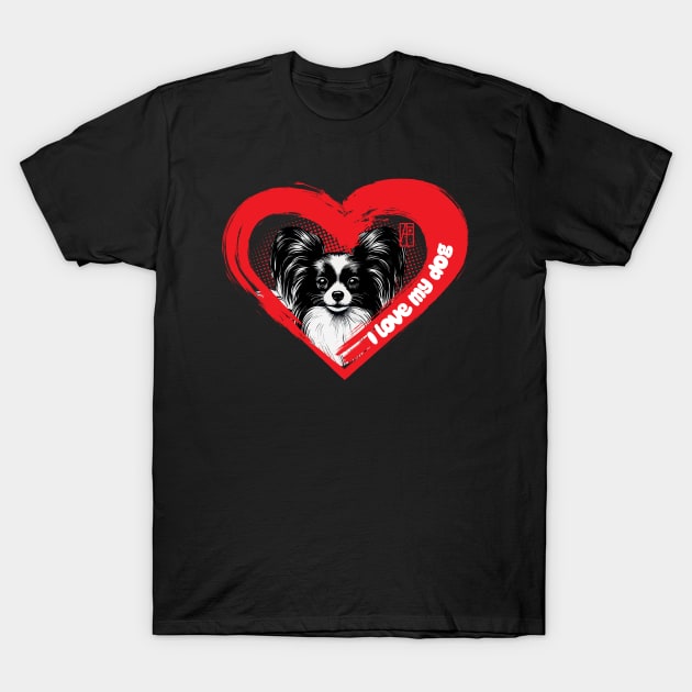 I Love My Papillon - Intelligent dog - I Love my dog T-Shirt by ArtProjectShop